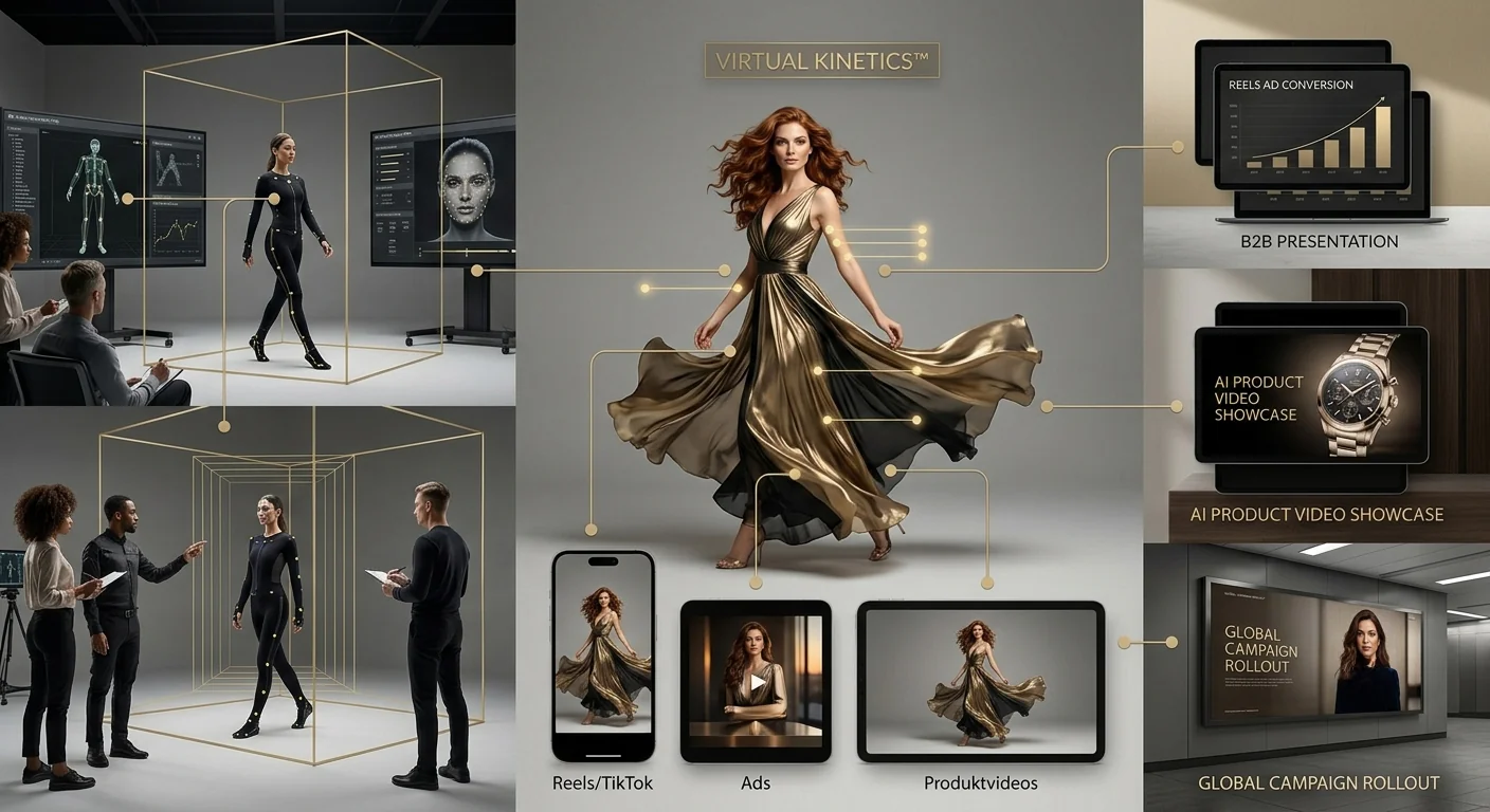 AI Video und Motion Capture — KI-Model in Bewegung für Reels, Ads und Produktvideos