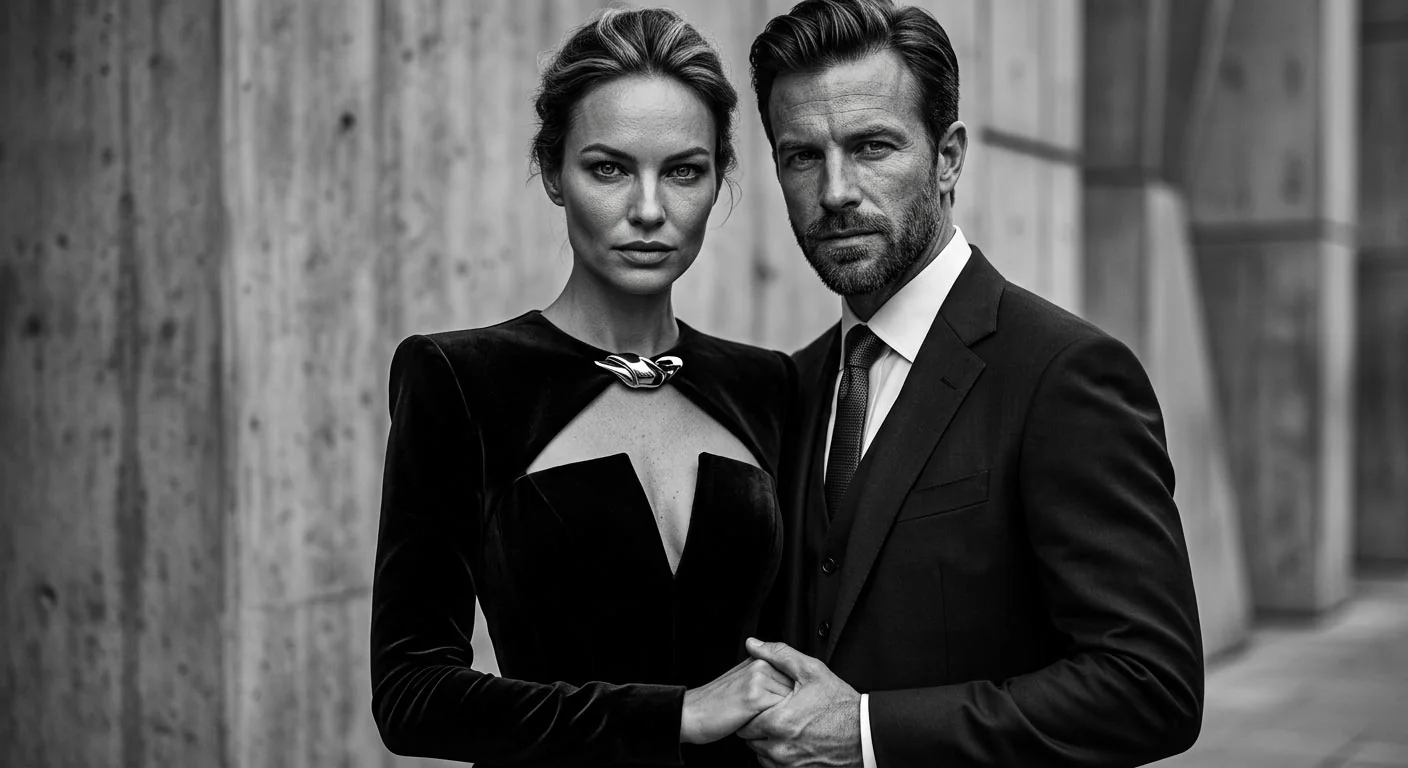 Paar in Schwarz-Weiss, Editorial Stil, KI Model Agentur