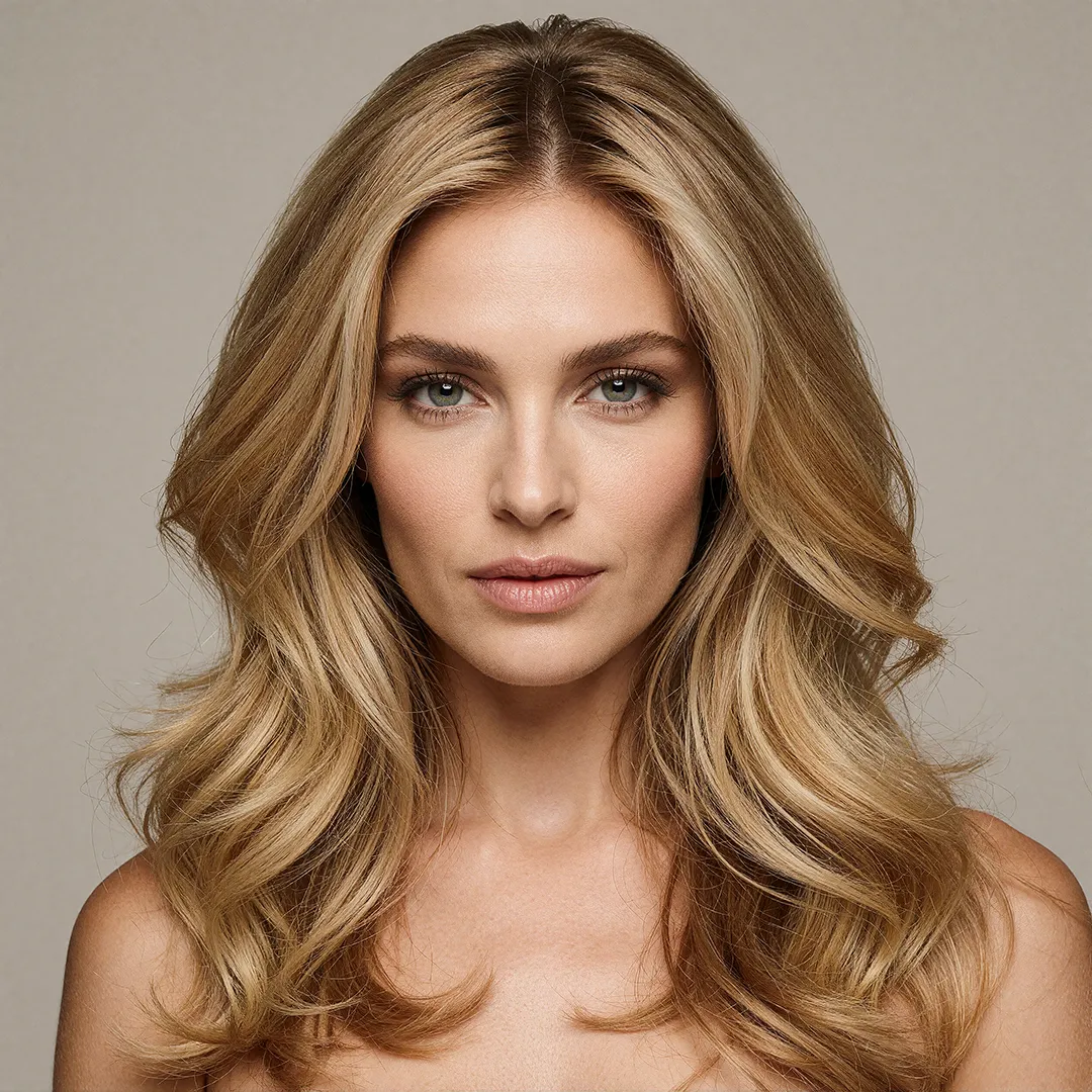 KI Model Blonde Frau Lange Haare
