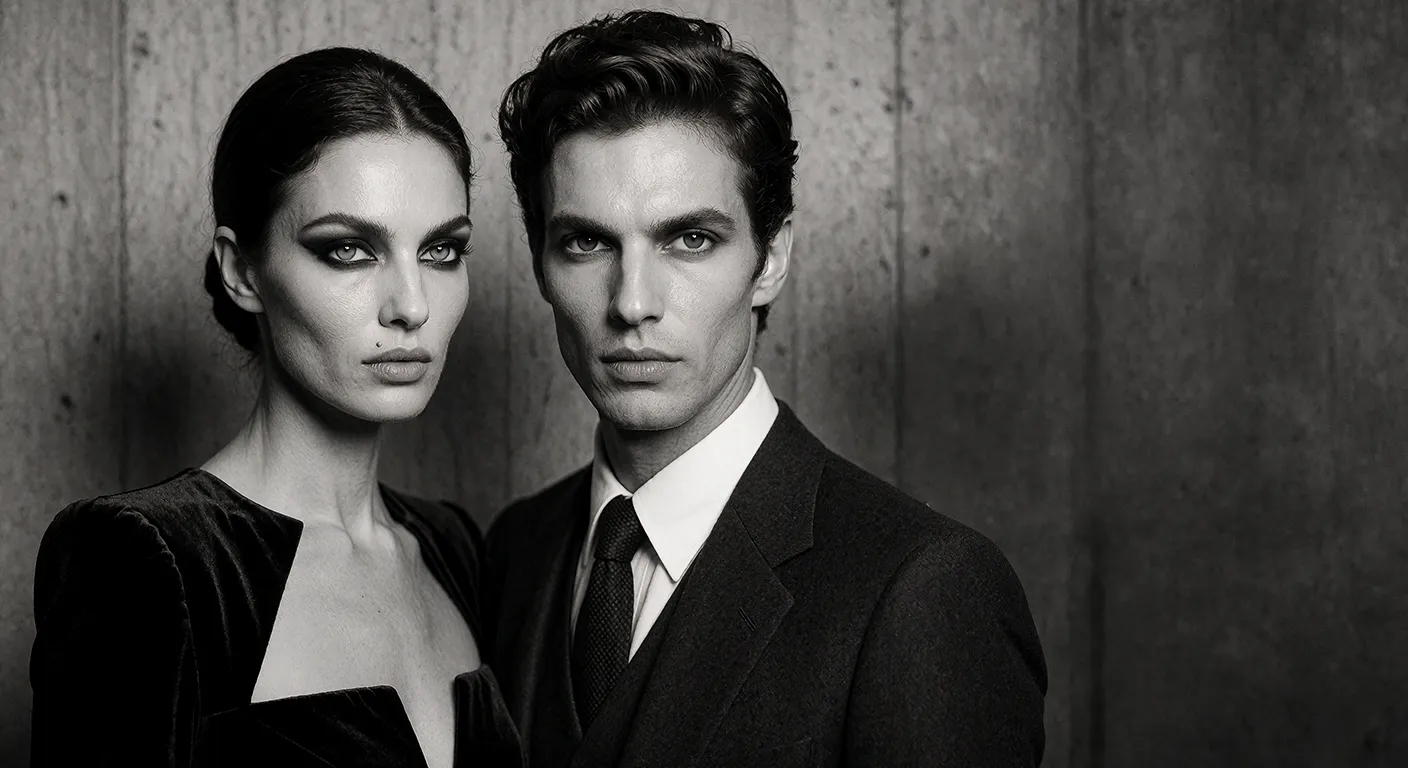 KI Model Paar, Alessandro Conti und Vivienne Castellane, Editorial Stil, KI Modelagentur Köln
